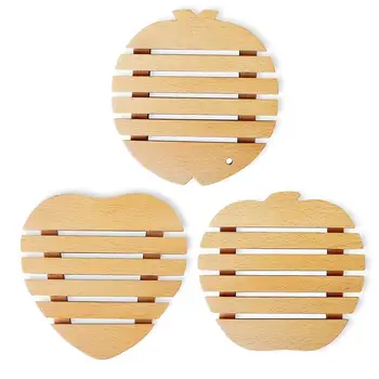 

Heat Resistant Mat Placemat Wooden Heat Insulated Pad Creative Fish Shape Beech Wood Cup Coaster