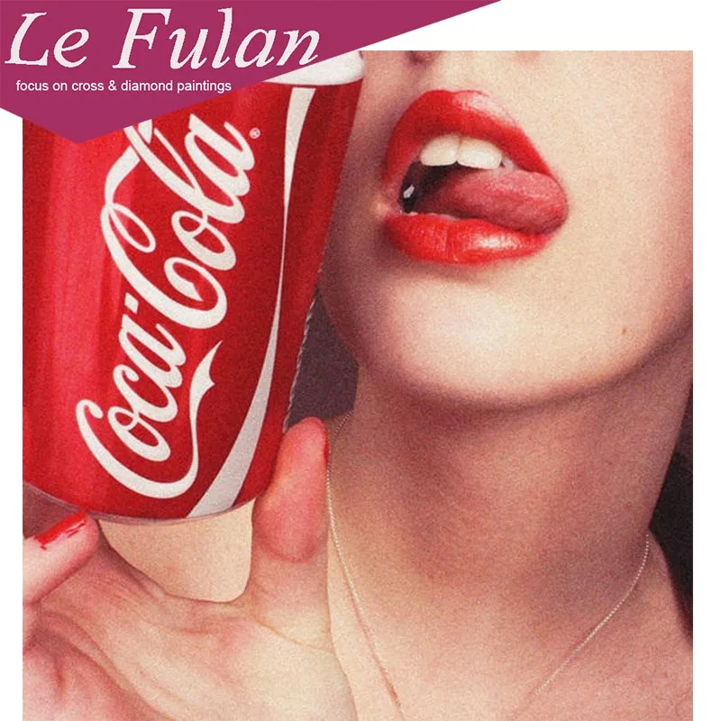 

Le Fulan 5d Diy Diamond Painting Full Round Sexy Cola Lips Poster Decor Daimond Paintings Diamant Embroidery Home Decoration