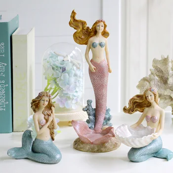

Creative Kawaii Mermaid Animals Home decor fairy garden miniatures resin crafts Figurines Miniatures fish tank DIY Accessories