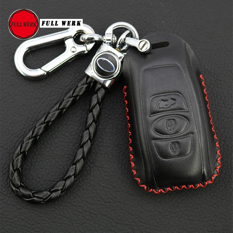 Ручной пошив кожаный чехол для ключей автомобиля для Subaru 19 Forester XV 19 ключ без ключа бумажник протектор цинковый сплав брелок кольцо