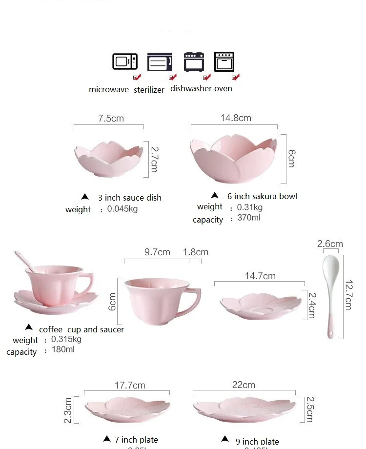1 шт. KINGLANG керамический столовый набор розовая кухонная посуда тарелки в форме цветка соус Чили блюдо