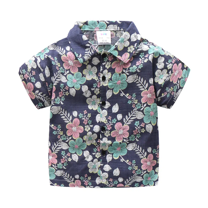 Для маленьких мальчиков shirt2019 летняя Гавайская Стиль рубашка для модная футболка
