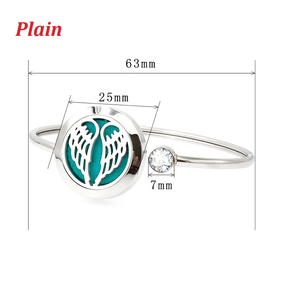 25mm 316L Stainless Steel Aromatherapy Bangle diffuser locket Bracelet Jewelry free 10pcs pads 4