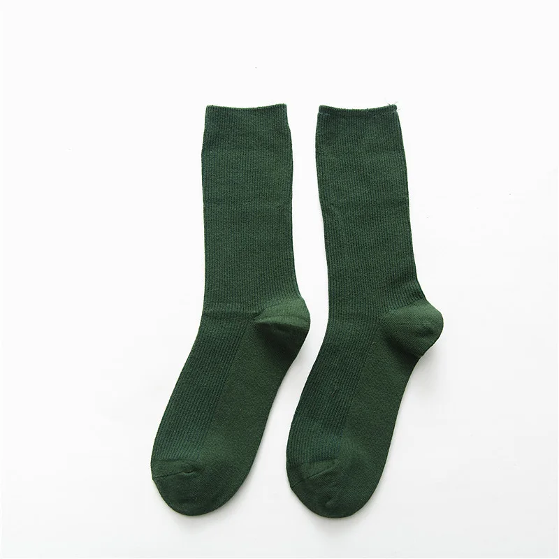 Для женщин хлопковые носки сезон: весна–лето осень-зима новые модные Повседневное дамы ворс носки без пятки ярких Цвет основные нескользящих носочков L114 - Цвет: Dark green