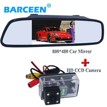 170 градусов ccd hd изображение сзади автомобиля камера заднего вида 4 led дисплей автомобиля зеркало для Peugeot 206/207/407/307 (Седан)/307SM