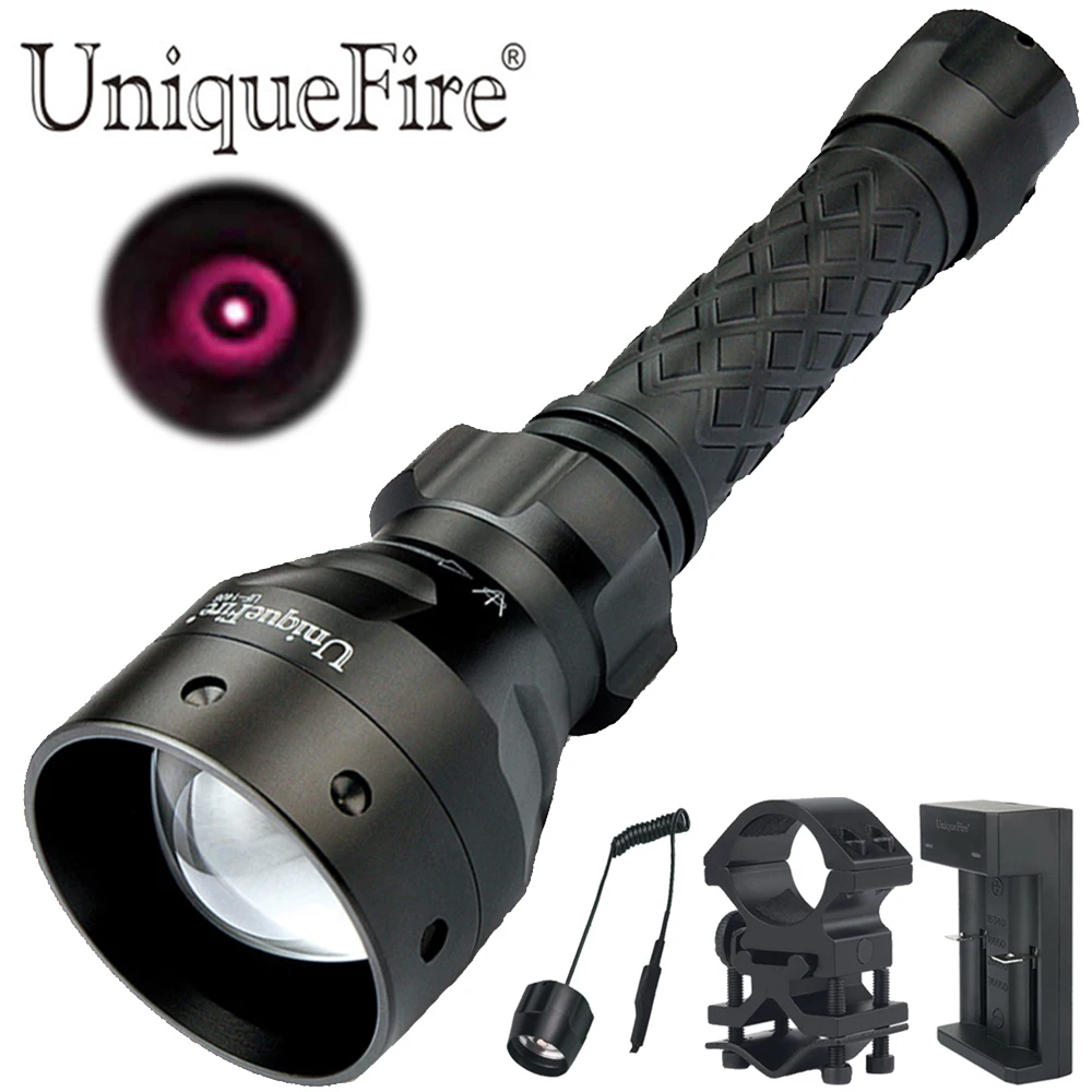 UniqueFire 1406 Zoomable фонарик 850NM ИК светодиодный фонарь с прицелом, крысиный хвост, USB зарядное устройство для ночного видения охоты