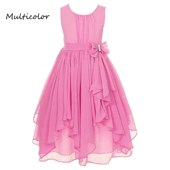 

Princess Girls O-neck Sleeveless Spring Summer Wedding Dresses Floral Bow Gown Party Dresses Daily Dress For Children 2-12 years