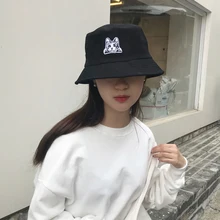 Новая мода лето Реверсивный Белый Черный кот печати рыбак ведро шляпы для женщин девушек