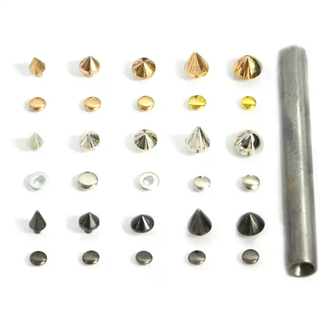 50pcs 8 9mm Mix 3 Colors Cone Rivets With 1pc Press Tool Metal Spikes Studs Leather Rock Punk Diy Rivet Cone Headrivet Details Aliexpress