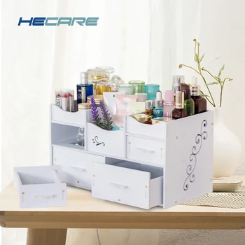 

HECARE 4 Styles Available White Plastic Jewelry Box Gift Eco-Friendly Waterproof Case for Cosmetics with Mirror Drawer Organizer