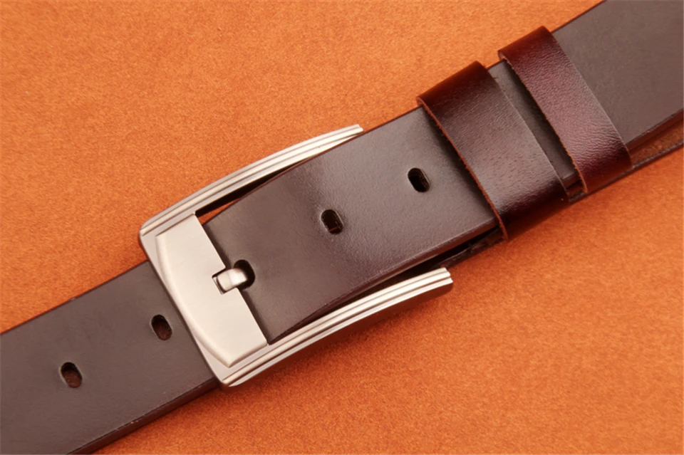 Men's Vintage Genuine Leather Metal Pin Buckle Belt