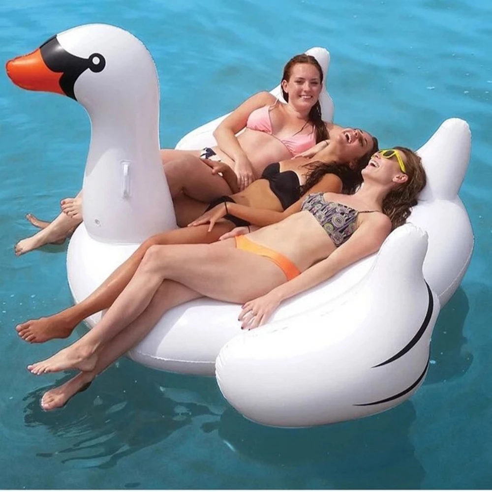 190cm Giant White Swan inflatable Ride-on Pool Floats for Adults Swimming Circle Swan Unicorn Island Flamingo Swim Ring Mattress