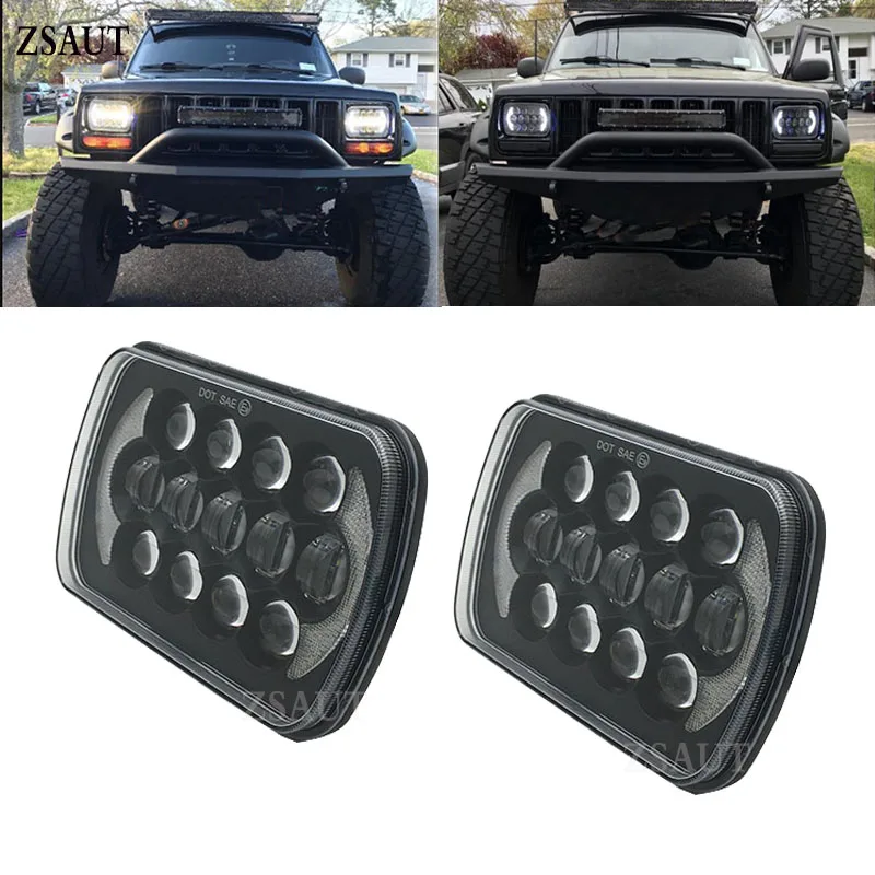 2PCS 85W 5x7 Inch LED Rectangular Headlights with Hi-Lo Beam for Truck Jeep Wrangler YJ XJ MJ Offroad Headlamp Replacement | Автомобили и