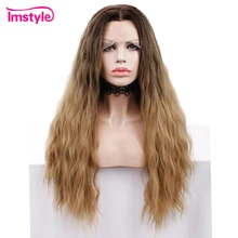 Imstyle Омбре коричневые парики для женщин глубокая волна синтетический парик фронта шнурка термостойкие волокна натуральные волосы каждый день косплей парик