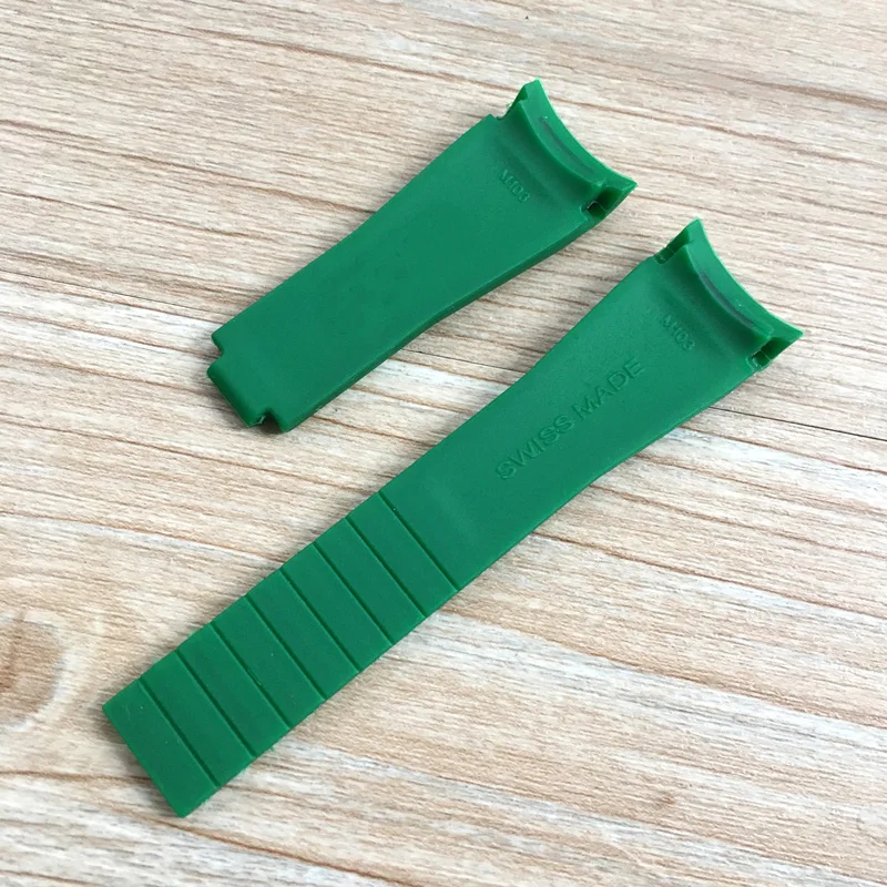 20mm Soft Black Green Blue Curved End Nature Rubber Watchband For Role strap RX Daytona Submariner GMT explorer 2 Bracelet