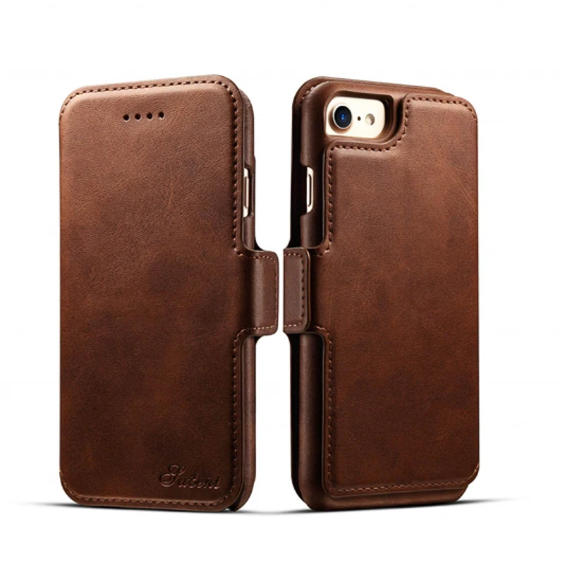 brown Для IPhone 6 6s крышка из телячьей кожи Текстура два-в-одном кошелек из искусственной кожи телефон сумка с Функция автомобильный держатель - Цвет: brown