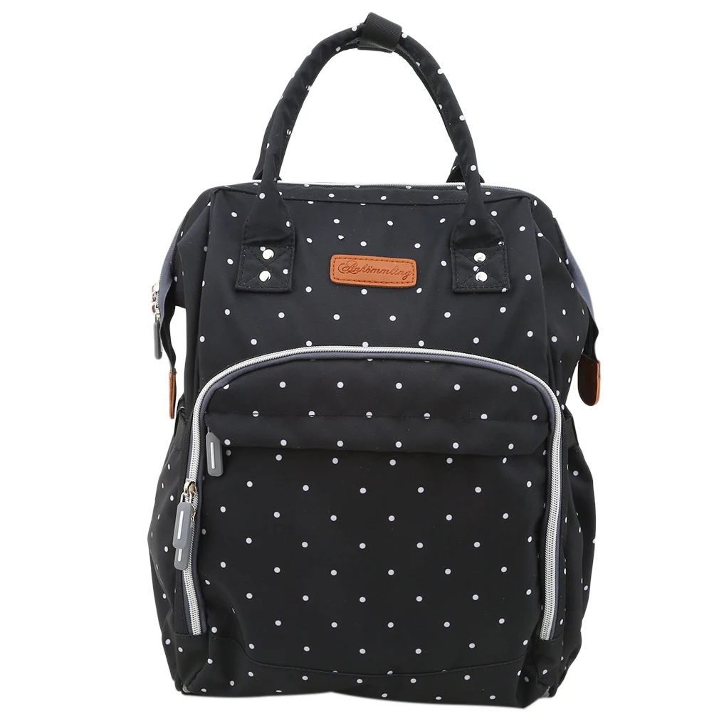 9 цветов, модная сумка для подгузников для мам и мам, Большая вместительная сумка для детских подгузников, рюкзак для путешествий, дизайнерская сумка для ухода за ребенком - Цвет: black dots