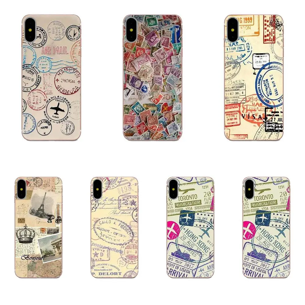 Ретро почтовые карты паспортные штампы для Huawei Honor 4C 5A 5C 5X 6 6C 6A 6X 7 7X 8 9 V8 V10 Y3II Y5II Y6II G8