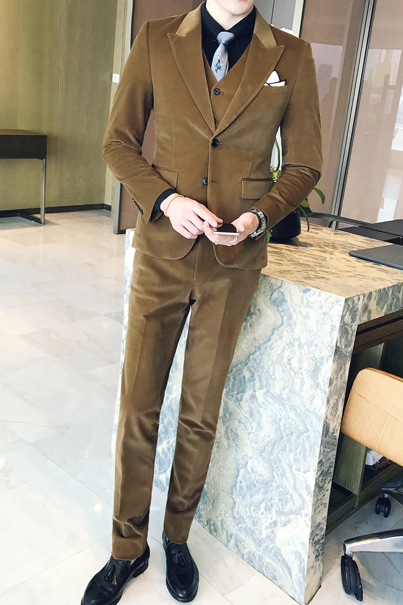 Vestito di Velluto A Coste Slim Fit Uomo Vestito marrone Verde Fumo  Britannico Terno Masculino Trajes Hombres Formale Ultimo Disegno della  Mutanda del Cappotto|latest coat pant designs|coat pant designsvestito uomo  smoking -