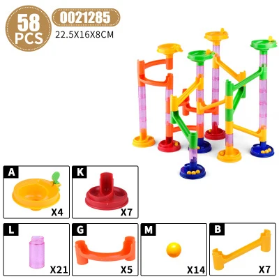 58pcs no box 29-105 шт DIY Строительные мраморные гоночный лабиринт шарики тип трубопровода строительные блоки совместимый Бренд Блок Развивающие игрушки для детей - Цвет: 58pcs no box