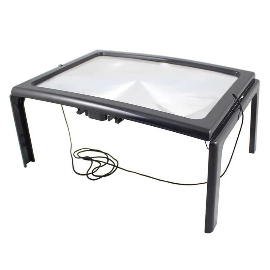 

by dhl 20pcs A4 Full Page 3X Giant Hands Free Desk Foldable Magnifying Glass Magnifier for Reading Sewing With 4 LED Light