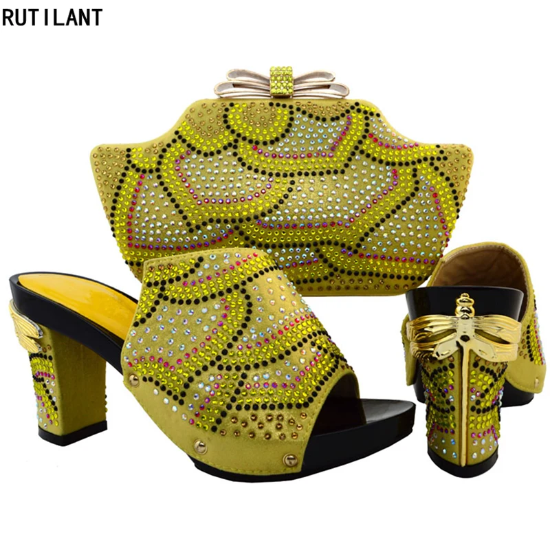 New Arrival African Nigerian Shoes and Bag Set for Party In Women