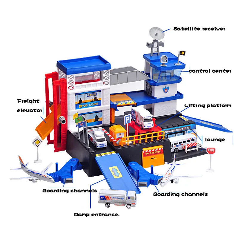 Детский Международный авиационный центр модели образовательных игрушек для детей DIY колеса для автомобиля, самолета Здания Аэропорта Briks мальчик игрушка