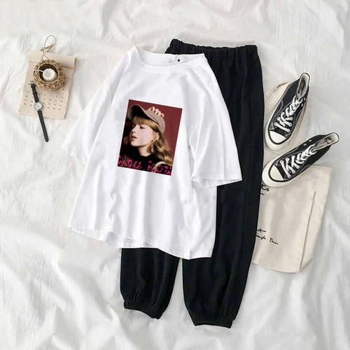 

Women Two Piece Cartoon Print Set Top Tshirt Suit Sexy Turtleneck Bodycon Sport Suit Casual Femme Fitness Workout Tracksuit Wear