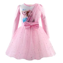 Платье принцессы для девочек; кружевное платье Снежной Королевы Эльзы и Анны для девочек; подарок на день рождения; костюм; рождественское платье; одежда для детей