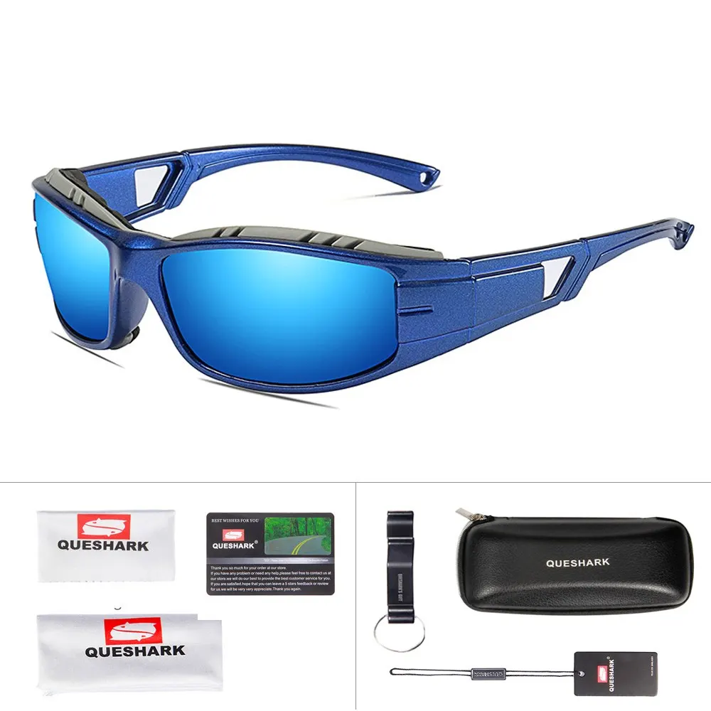 Queshark унисекс Anti-UV400 HD поляризованные велосипедные солнцезащитные очки на открытом воздухе велосипедные очки мотоциклетные очки - Цвет: Blue