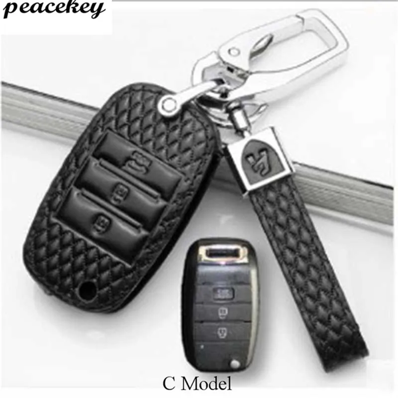 

Leather Car Key Cover Case holder For Kia Ceed Rio Sportage R K3 K4 K5 Ceed Sorento Cerato Optima 2015 2016 2017 Key Case