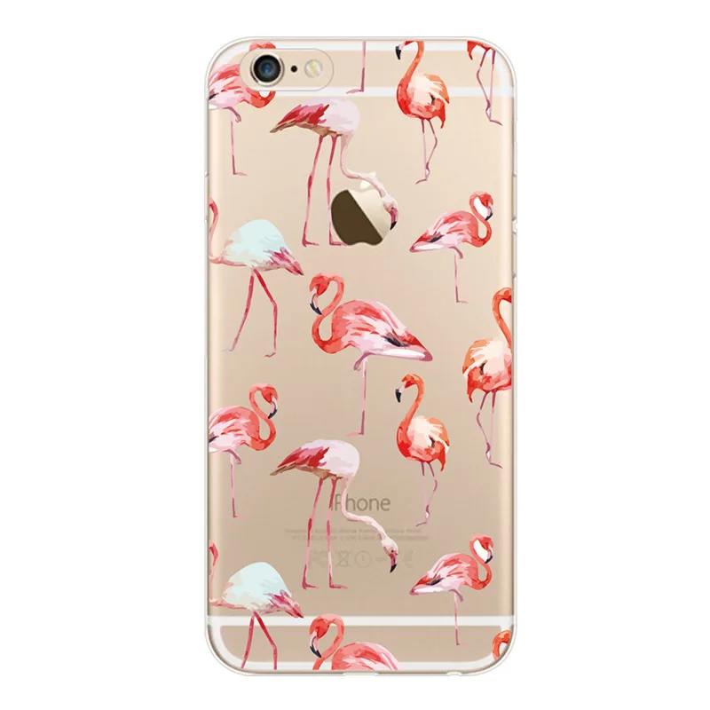 

Painted Flamingo Group Transparent Silicone Case for For iphone 6 7 8 x xr xmax Soft TPU Soft Case Cover