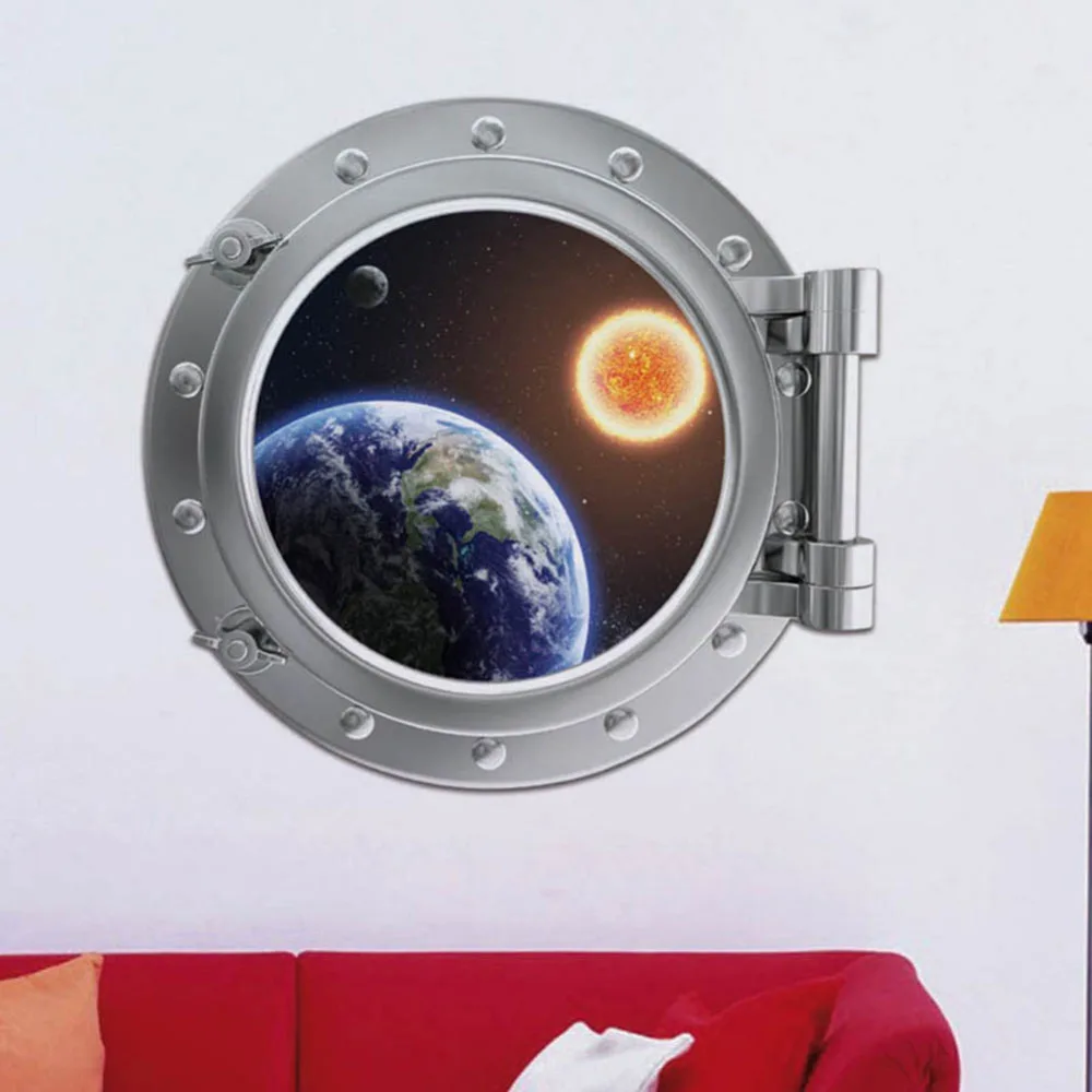 

Real Wall Sticker New 3D False Planet Backdrop Bedroom Window Stickers Home Decor Living Room For Kids Rooms Adesivo De Parede