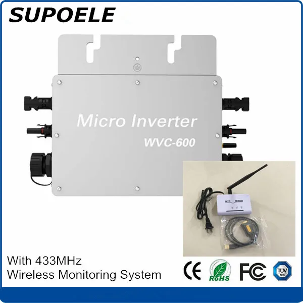 

Waterproof IP65 600W Solar Grid Tie Micro Inverter WVC600 Microinverter with 433MHz Wireless Monitoring function+ WVC Modem