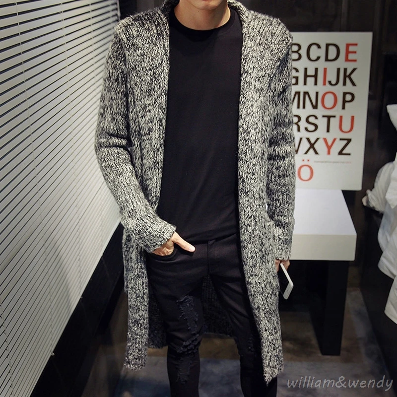 Cool Black Sweater Cardigan Men Pull Homme 2018 Winter New