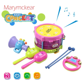 

5pcs/set Kids Drum Musical Toy Mini Musical Instrument Toy Children Learning & Exercising Type with Handbell Education Toy
