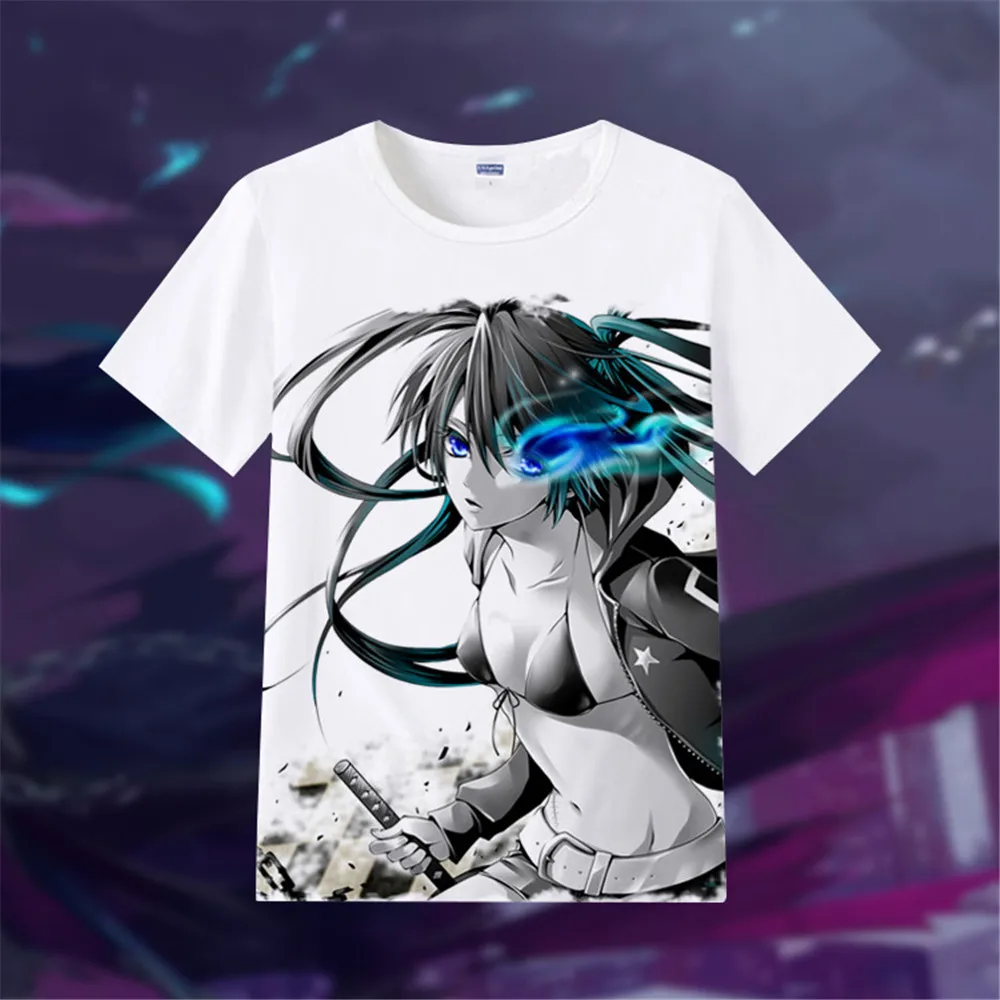 Футболки Black Rock Shooter kawaii футболка с японским аниме рубашка мангой милые футболки
