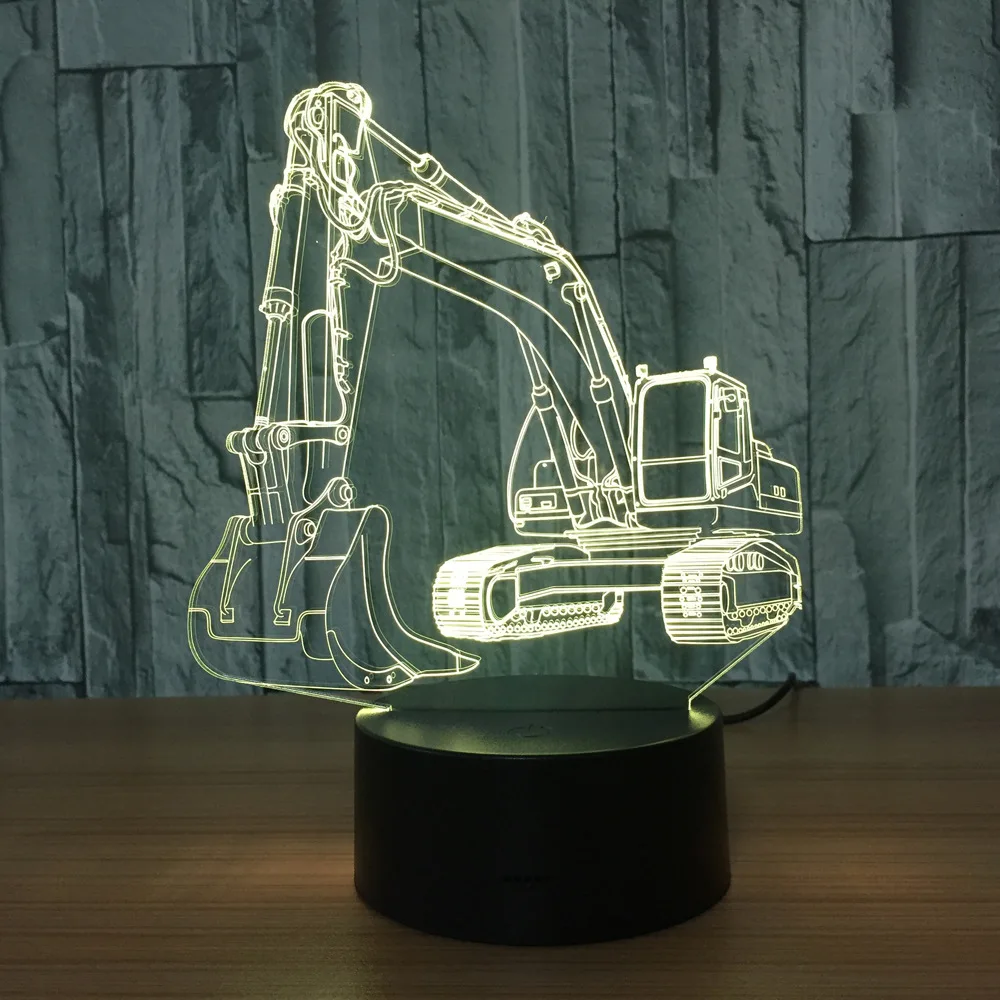  Excavator 7 Color Lamp 3d Visual Led Night Lights For Kids Touch Usb Table Lampara Lampe Baby Sleep - 32841030302