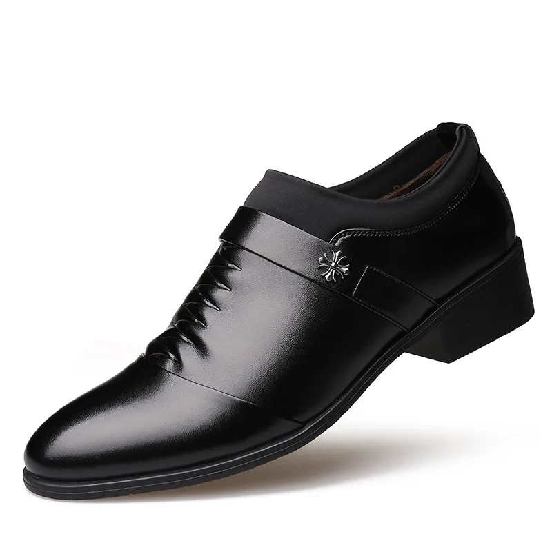 

New Mens Fashion Genuine Leather Shoes Man Career Work Shoes Men Business Casual Party Shoes Winter plus Plush Warm Shoes