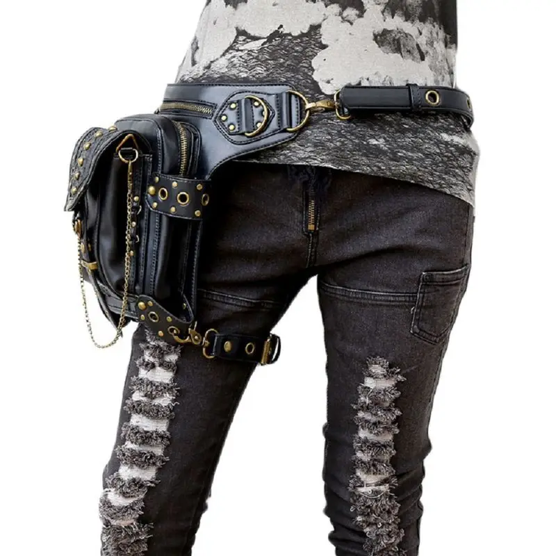 

Men Women Steampunk Phone Pouch Multi-Purpose Tactical Drop Leg Arm Bag Pack Hip Belt Waist Messenger Shoulder Bag