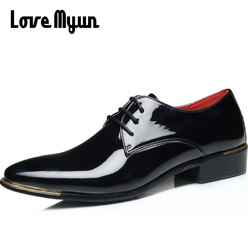 New arrive mens patent leather shoes men dress shoes lace up Pointed toe wedding Business party 5 colors big size 38-48 AA-01 New arrive mens patent leather shoes men dress shoes lace up Pointed toe wedding Business party 5 colors big size 38-48 AA-01