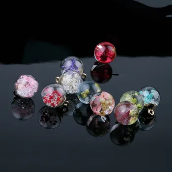 

randomly DIY handmade Jewelry Findings & Components dried flower glass ball pendant Jewelry accessories mix color