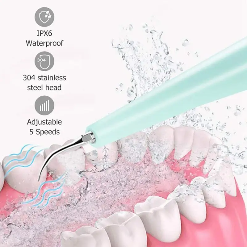 Электрический звуковой стоматологический скалер для отбеливания зубов для домашнего использования, удаление зубных пятен, зубной камень, масштабирование зубов, зарядка через Usb, высокая частота Vib