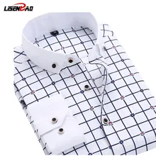 New 2017 Long Sleeve Solid Color dot printing Shirt Men Regular Fit Turn-down Collar Non Iron Business Dress Shirts Work Wear