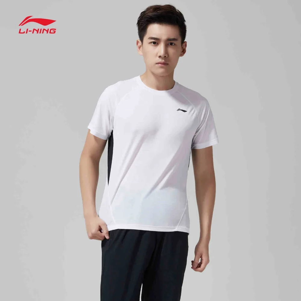 Li-Ning мужские футболки для бега на сухой Смарт 100% полиэстер облегающая футболка с