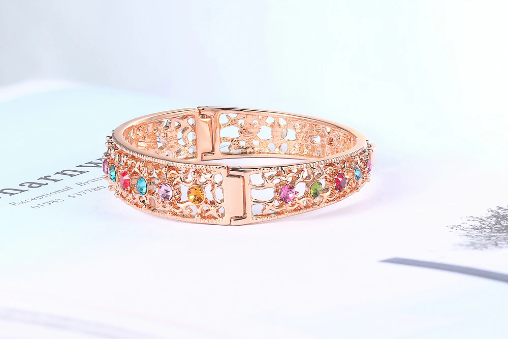 ZHOUYANG ZYB030 разноцветный кристалл цвет розового золота браслет ювелирные изделия сделаны с настоящими Австрийскими кристаллами