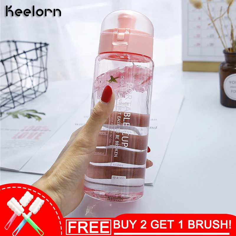 

Keelorn 650ML Fashion Simple Plastic Bottle Creative Portable Kettle Anti-Fall Candy Color Cute Gift For Girl