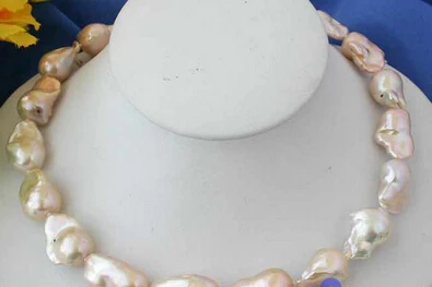 

FREE SHIPPING>>>@@ AS4131 HUGE 17" 26MM BAROQUE PINK KESHI REBORN PEARL NECKLACE