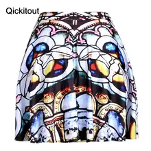 Qickitout Юбки для женщин тонкий Большие размеры Лето Для женщин Мини Sexy Тонкий Для женщин Faith Кристиан алтарь Юбки для женщин 3D цифровой печати Юбки для женщин
