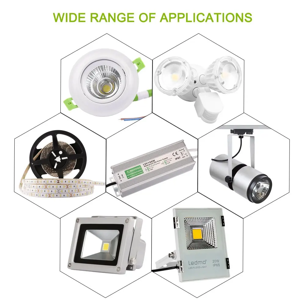 Водонепроницаемый IP67 Светодиодный драйвер переменного тока dc 12 В/24 В 10 Вт 20 Вт 30 Вт 50 Вт 100 Вт 150 Вт источник питания для светодиодный полосы света